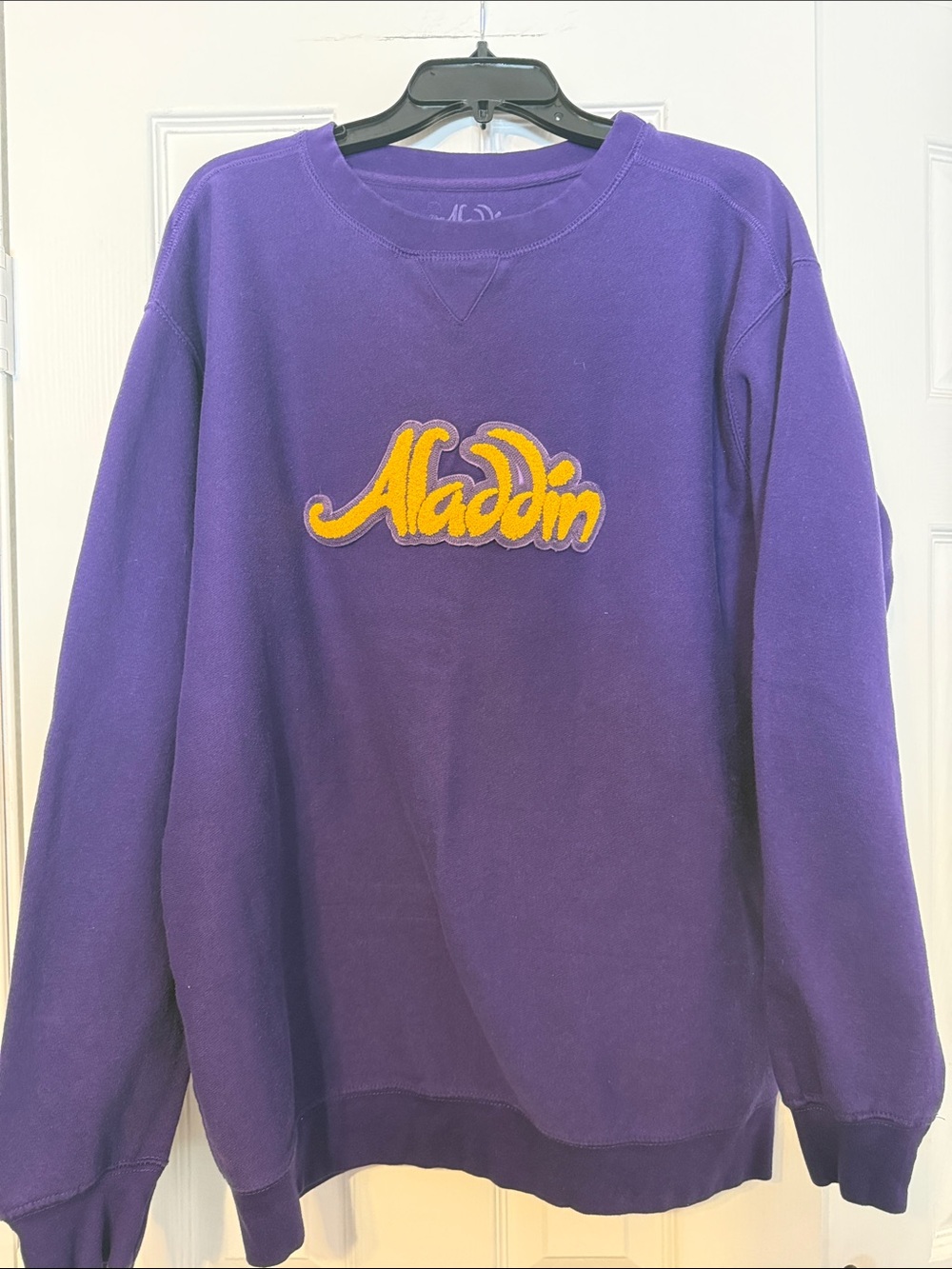 Vintage Disney Lic.  Purple Crewneck Sweatshirt with Yellow Aladdin Logo